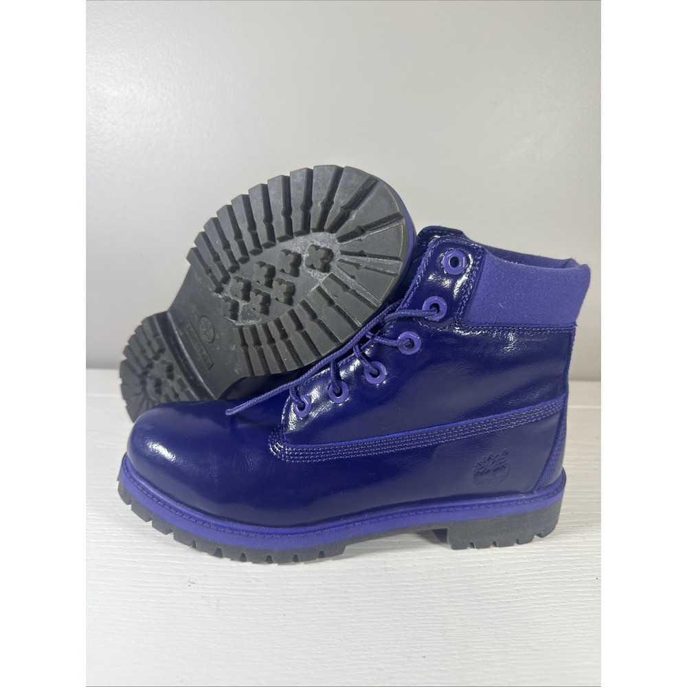 Timberland Premium Purple Patent Leather Boots Size 7 Girls Women's 9 RARE HTF